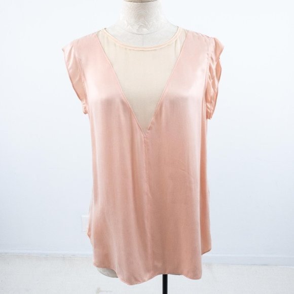 Rebecca Taylor Tops - Rebecca Taylor Pink Top M Silk Sheer Illusion Ballerina Blouse AS-IS